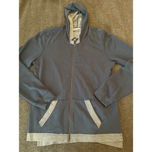 THE RAIL Mens Blue And Gray Zip Up Hoodie Cotton Blend Jacket Sz XXL